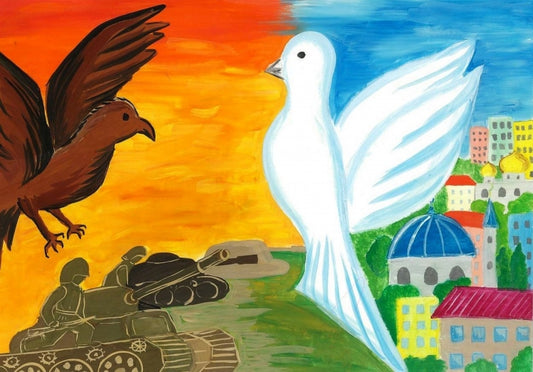 Drawing: "Dove of peace." Support Ukraine.