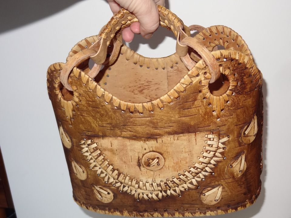 Birch bark basket bag