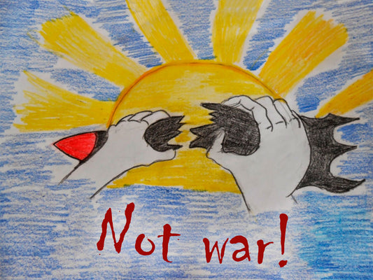 Drawing: "No war!" Support Ukraine.