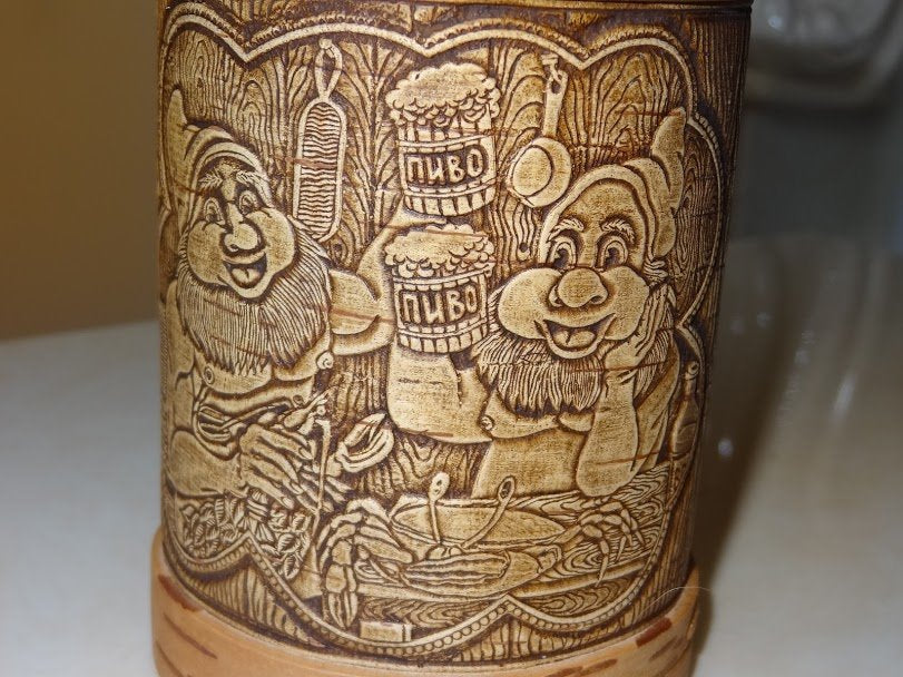 Mug from birch bark "Gnomes"