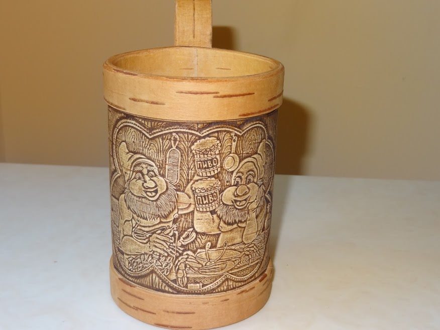 Mug from birch bark "Gnomes"