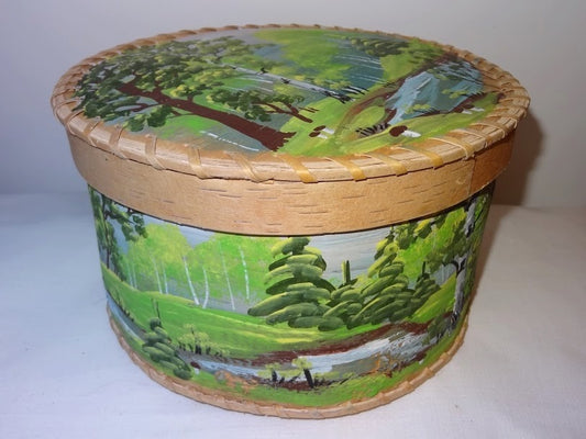 Painted box from birch bark "Summer".