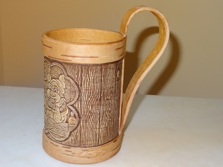 Mug from birch bark "Gnomes"