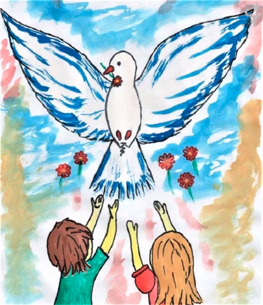 Drawing: "Dove of peace!" Support Ukraine.